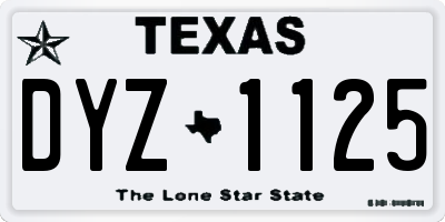 TX license plate DYZ1125