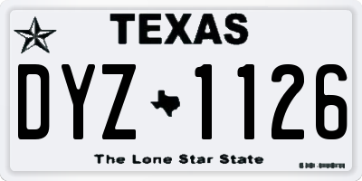 TX license plate DYZ1126