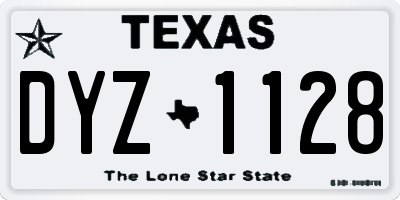 TX license plate DYZ1128