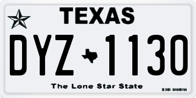 TX license plate DYZ1130