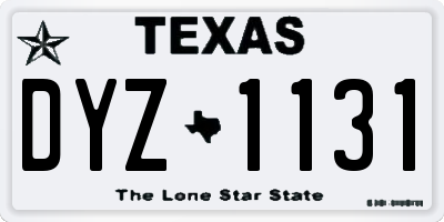 TX license plate DYZ1131