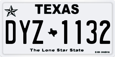 TX license plate DYZ1132