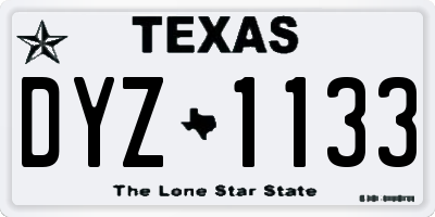 TX license plate DYZ1133