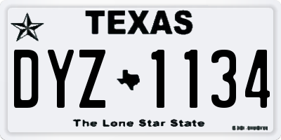 TX license plate DYZ1134