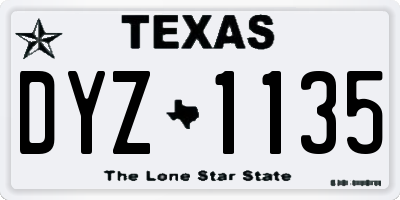 TX license plate DYZ1135