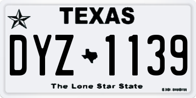 TX license plate DYZ1139