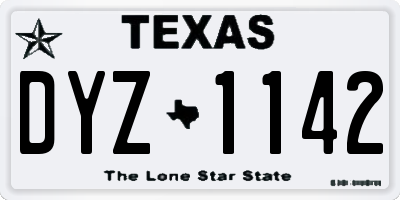 TX license plate DYZ1142
