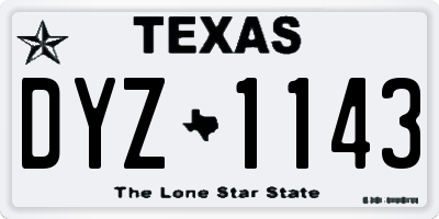 TX license plate DYZ1143