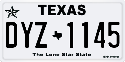 TX license plate DYZ1145