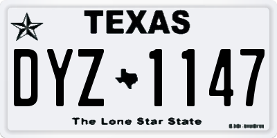 TX license plate DYZ1147