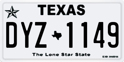 TX license plate DYZ1149
