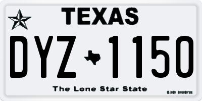 TX license plate DYZ1150