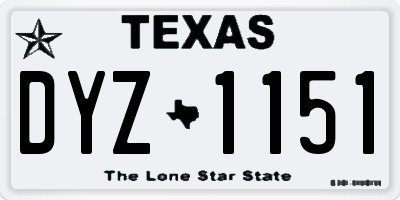 TX license plate DYZ1151