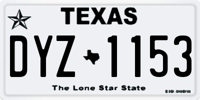 TX license plate DYZ1153