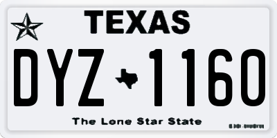 TX license plate DYZ1160