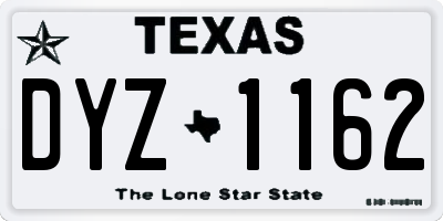 TX license plate DYZ1162