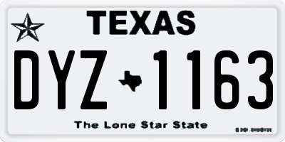 TX license plate DYZ1163
