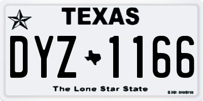 TX license plate DYZ1166