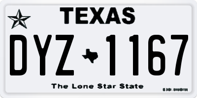 TX license plate DYZ1167