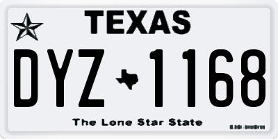 TX license plate DYZ1168