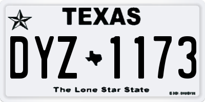 TX license plate DYZ1173