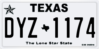 TX license plate DYZ1174