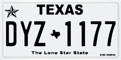 TX license plate DYZ1177