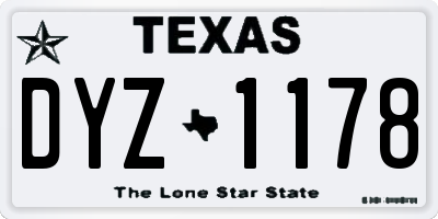 TX license plate DYZ1178