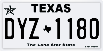 TX license plate DYZ1180
