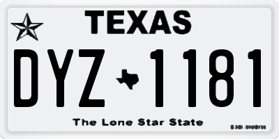 TX license plate DYZ1181