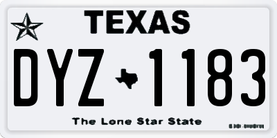 TX license plate DYZ1183