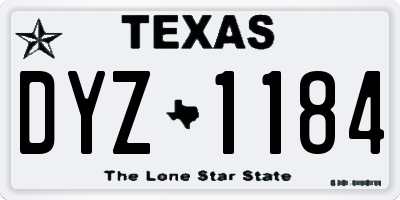 TX license plate DYZ1184