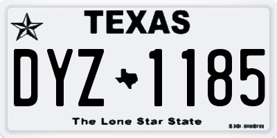 TX license plate DYZ1185