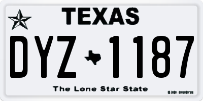 TX license plate DYZ1187