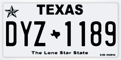 TX license plate DYZ1189