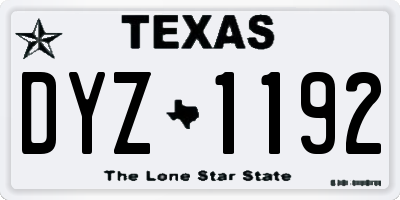 TX license plate DYZ1192