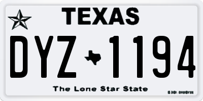 TX license plate DYZ1194