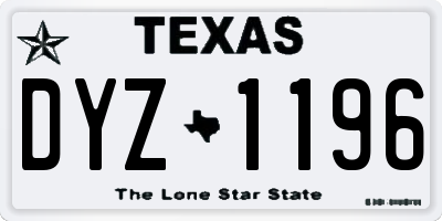 TX license plate DYZ1196