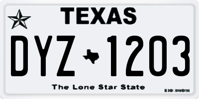 TX license plate DYZ1203