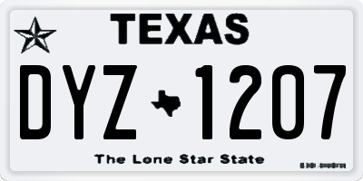 TX license plate DYZ1207