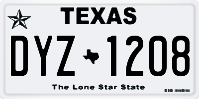 TX license plate DYZ1208