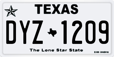 TX license plate DYZ1209