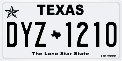 TX license plate DYZ1210