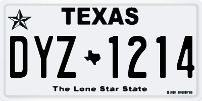 TX license plate DYZ1214