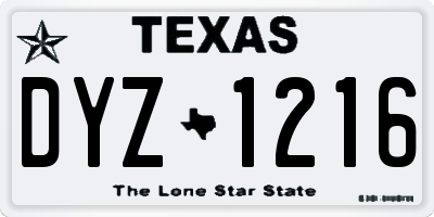 TX license plate DYZ1216