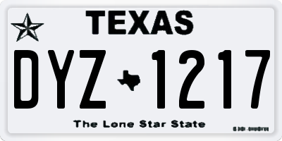 TX license plate DYZ1217