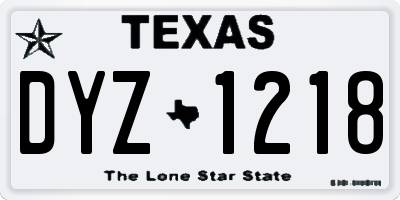TX license plate DYZ1218