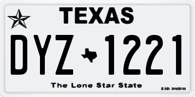 TX license plate DYZ1221