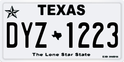 TX license plate DYZ1223