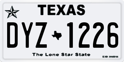 TX license plate DYZ1226